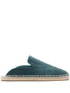 Lanvin Round Toe Suede Espadrilles In Petrol Blue