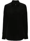 Lanvin Floral-buttons Silk Shirt In Black