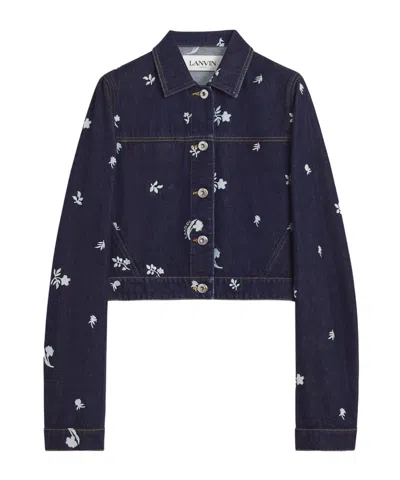 Lanvin Floral-embroidered Denim Jacket In Black