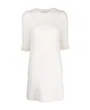 Lanvin Floral-embroidered Knitted Tweed Dress In White