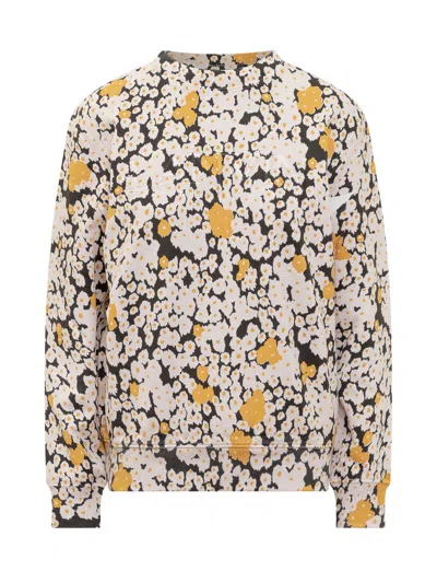 Lanvin Floral Motif Sweatshirt In Optic White/multicolor