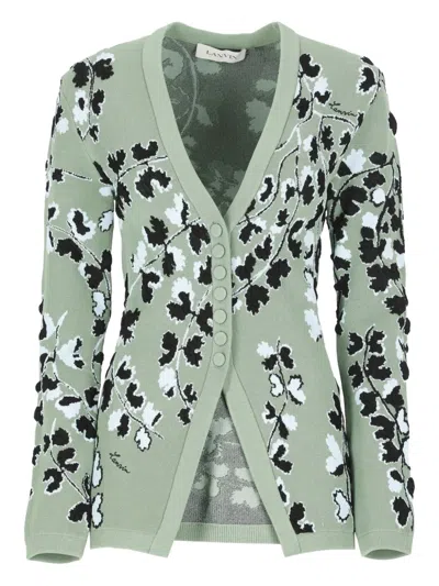 LANVIN FLORAL-PATTERN BUTTONED CARDIGAN