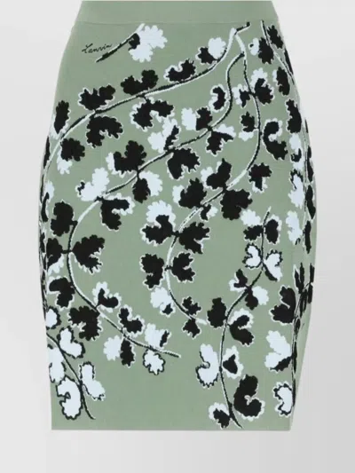 LANVIN FLORAL PATTERN ELASTIC WAIST MIDI SKIRT
