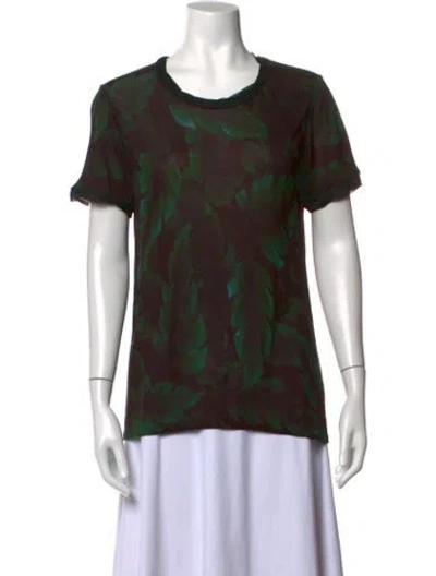 Pre-owned Lanvin Floral Print Crew Neck T-shirt In Brown