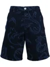 Lanvin Floral-print Denim Shorts In Blue
