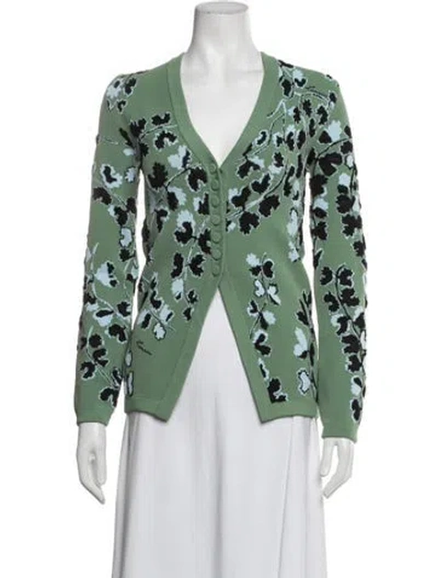 Pre-owned Lanvin Floral Print Jacket In Green