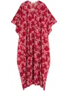 Lanvin Floral-print Kaftan In Red