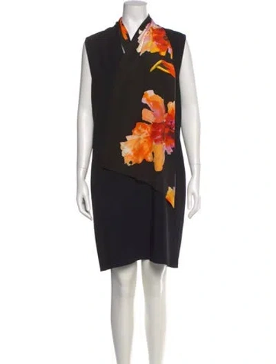 Pre-owned Lanvin Floral Print Knee-length Dress In Black
