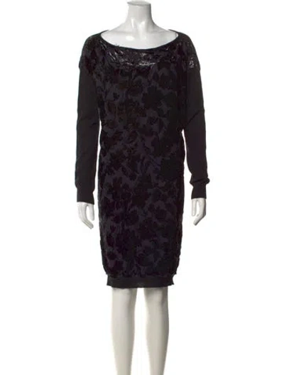Pre-owned Lanvin Floral Print Knee-length Dress In Black