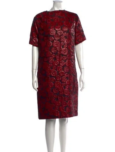 Pre-owned Lanvin Floral Print Knee-length Dress In Red