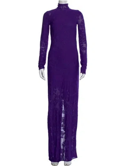 Pre-owned Lanvin Floral Print Long Dress In Purple