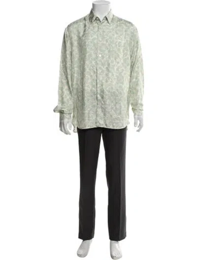 Pre-owned Lanvin Floral Print Long Sleeve Shirt In Green