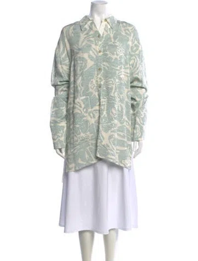Pre-owned Lanvin Floral Print Long Sleeve Top In Green