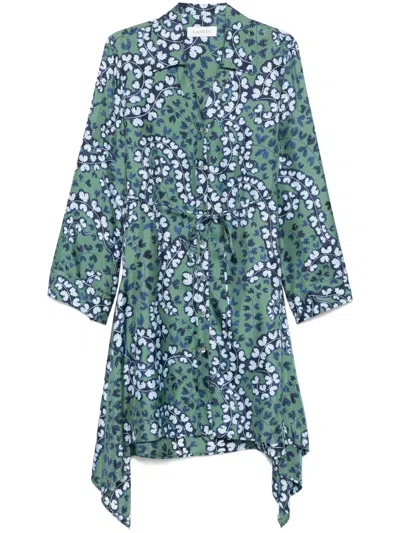 Lanvin Floral-print Midi Dress In Blue