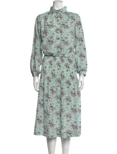 Pre-owned Lanvin Floral Print Midi Length Dress In Green