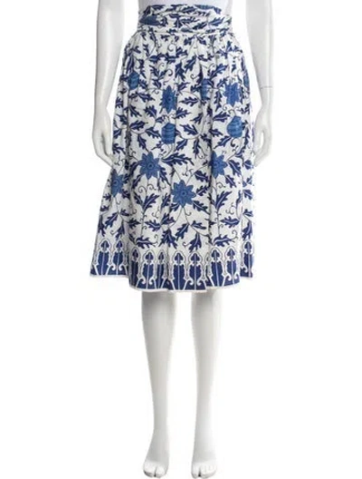 Pre-owned Lanvin Floral Print Midi Length Skirt In Blue