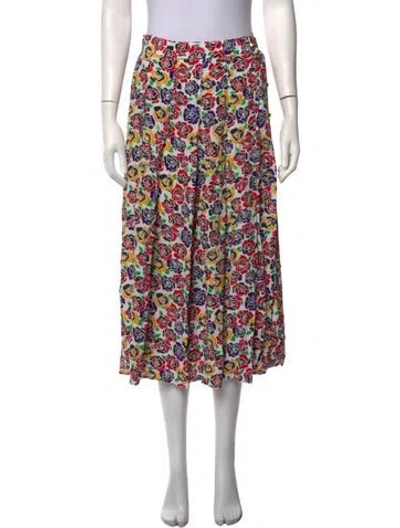 Pre-owned Lanvin Floral Print Midi Length Skirt In Red