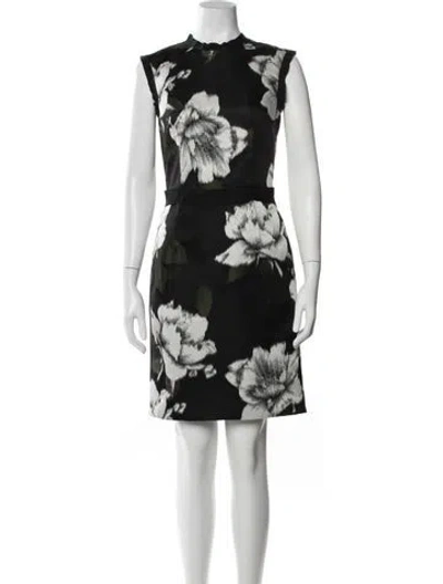 Pre-owned Lanvin Floral Print Mini Dress In Black