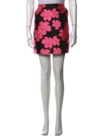 Pre-owned Lanvin Floral Print Mini Skirt In Black/pink