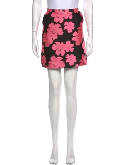 Pre-owned Lanvin Floral Print Mini Skirt In Black/pink