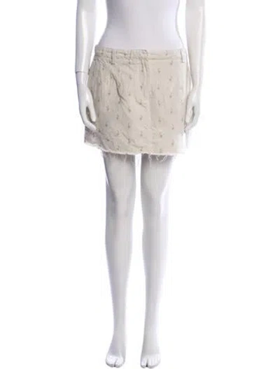 Pre-owned Lanvin Floral Print Mini Skirt W/ Tags In Neutral
