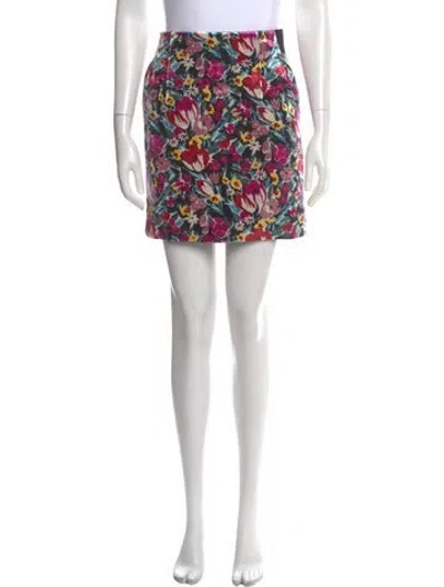 Pre-owned Lanvin Floral Print Mini Skirt W/ Tags In Pink
