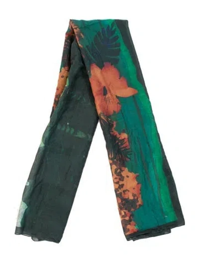 Pre-owned Lanvin Floral Print Scarf In Green
