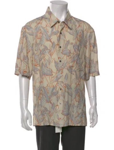 Pre-owned Lanvin Floral Print Short Sleeve Shirt In Neutral