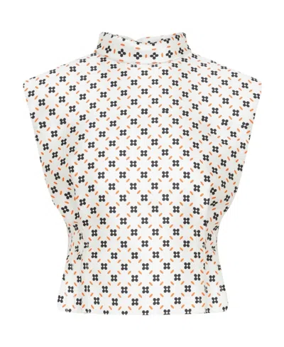 Lanvin Floral-print Sleeveless Blouse In White