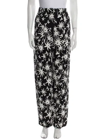 Pre-owned Lanvin Floral Print Straight Leg Pants W/ Tags In Black