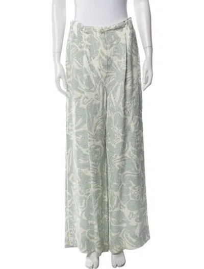 Pre-owned Lanvin Floral Print Wide Leg Pants In Green