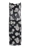 Lanvin Floral Silk Midi Dress In Blue