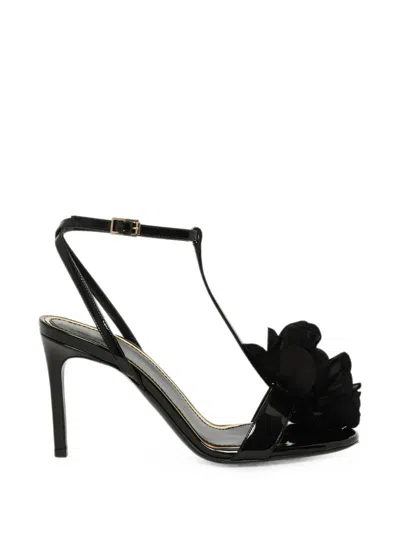 Lanvin Floral-embellished Sandals In Black