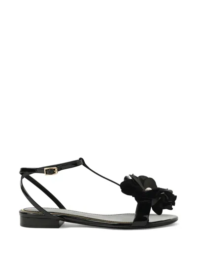 Lanvin Floral-embellished T-bar Sandals In Multi