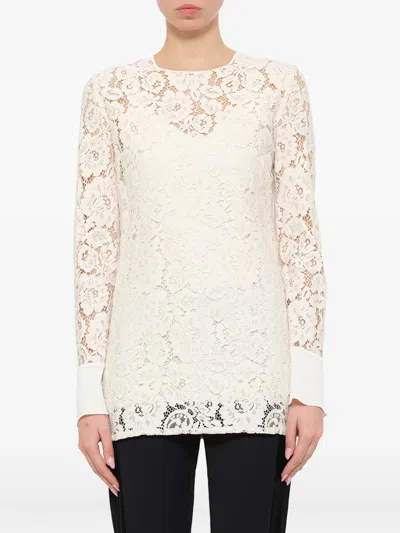 Lanvin Floral-lace Top In Neutral