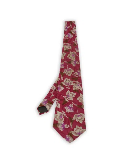 Pre-owned Lanvin Floral-print Tie In Red