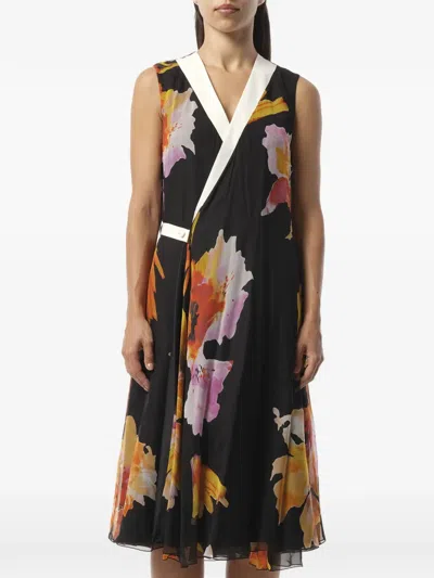 Lanvin Floral-print Wrap Dress In Orange