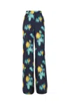 Lanvin Flowing Wide-leg Pants With Printed Pattern And Soft Texture In Blue
