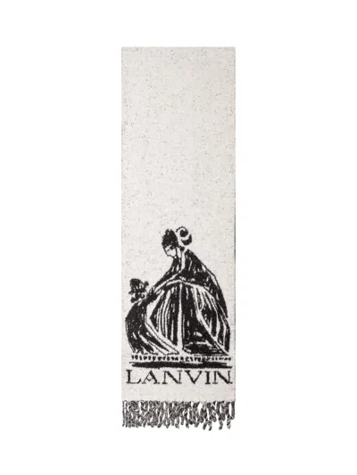Lanvin Fluffy Scarf In Virgin Wool Blend In White