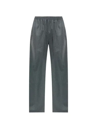 Lanvin Fluid Wool Flannel Trousers In Gray