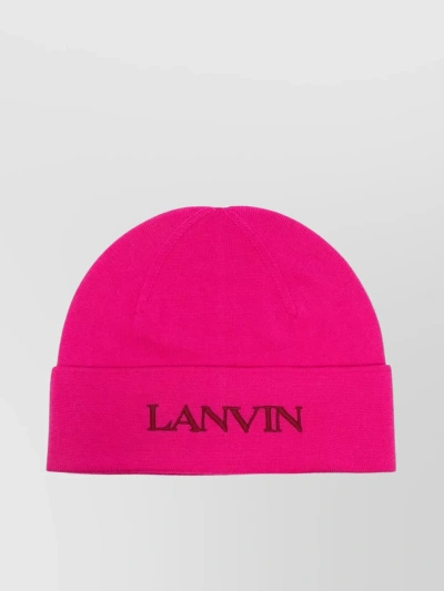 Lanvin Folded Edge Knit Hat In Pink