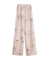 LANVIN FOLIAGE-PRINT SILK PALAZZO TROUSERS