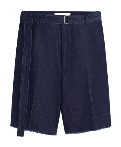 Lanvin Frayed Denim Shorts In Blue
