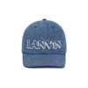 LANVIN LANVIN FRAYED DETAIL DENIM BASEBALL CAP