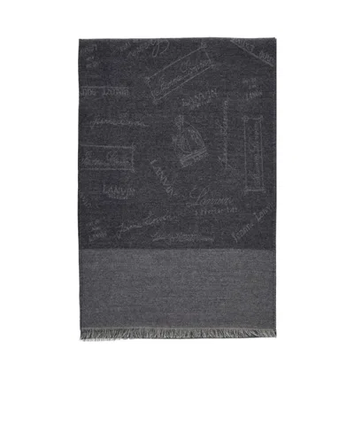 Lanvin Frayed Hem Scarf In Black