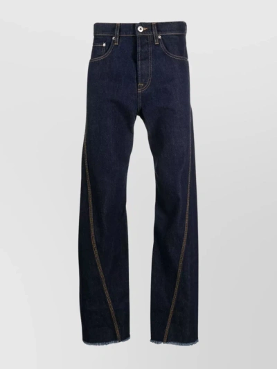 LANVIN FRAYED HEM STRAIGHT COTTON JEANS