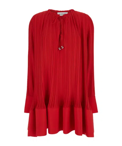 LANVIN LANVIN FRILLED-NECK PLEATED FLARED MINI DRESS