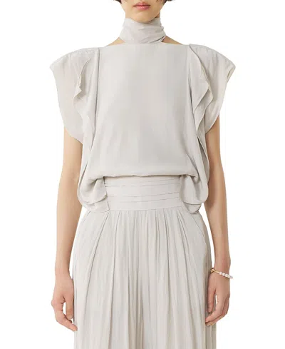 Lanvin Frilled Top In Charmeuse In Neutral