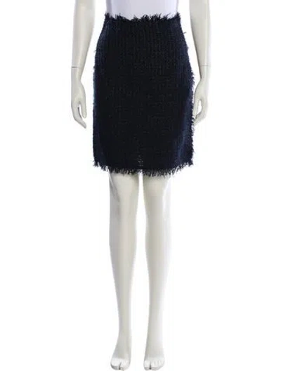 Pre-owned Lanvin Fringe Trim Accent Mini Skirt In Blue