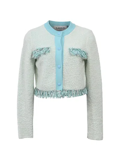 Pre-owned Lanvin Fringed Cardigan In Blue